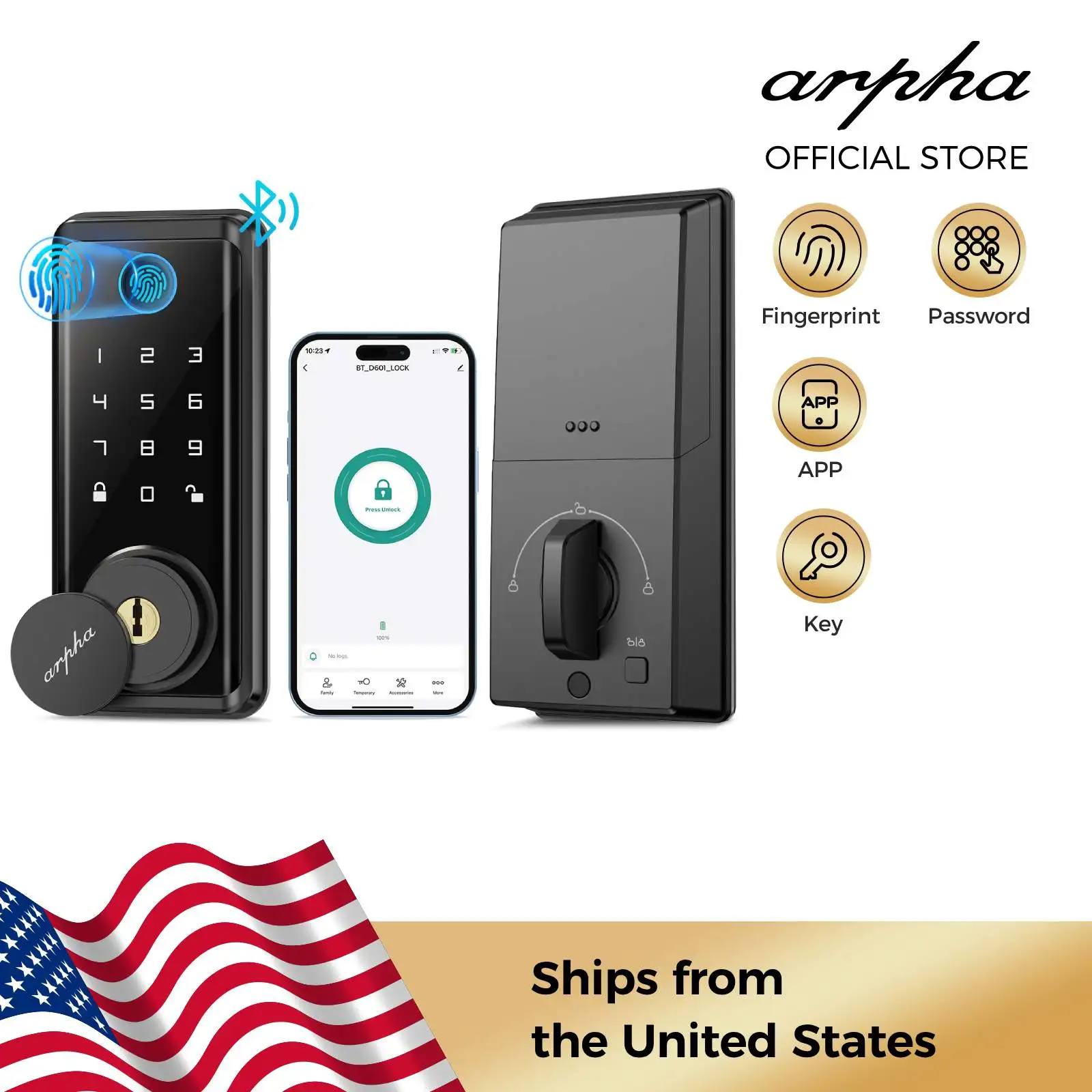 Smart Fingerprint Deadbolt Lock – Multiple Unlock Options with Touch ID and Easy Installation for Home Security