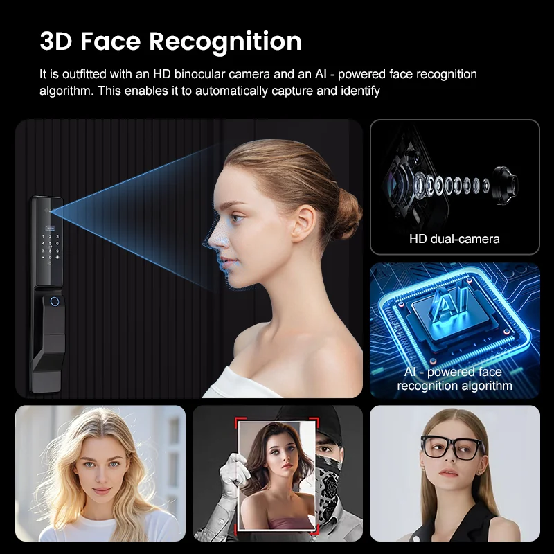 Alexa-Compatible Smart Door Lock – Waterproof WiFi Lock with Face Recognition & Integrated Camera - Image 3