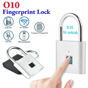 Waterproof Smart Fingerprint Padlock – USB Rechargeable Biometric Security Lock for Home, Gym, or Travel Use