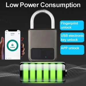 Smart USB Fingerprint Padlock – Waterproof Anti-Theft Security Lock for Lockers, Bags, Bikes, and Luggage