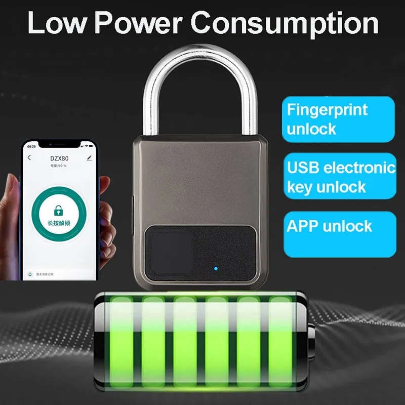 Smart USB Fingerprint Padlock – Waterproof Anti-Theft Security Lock for Lockers, Bags, Bikes, and Luggage