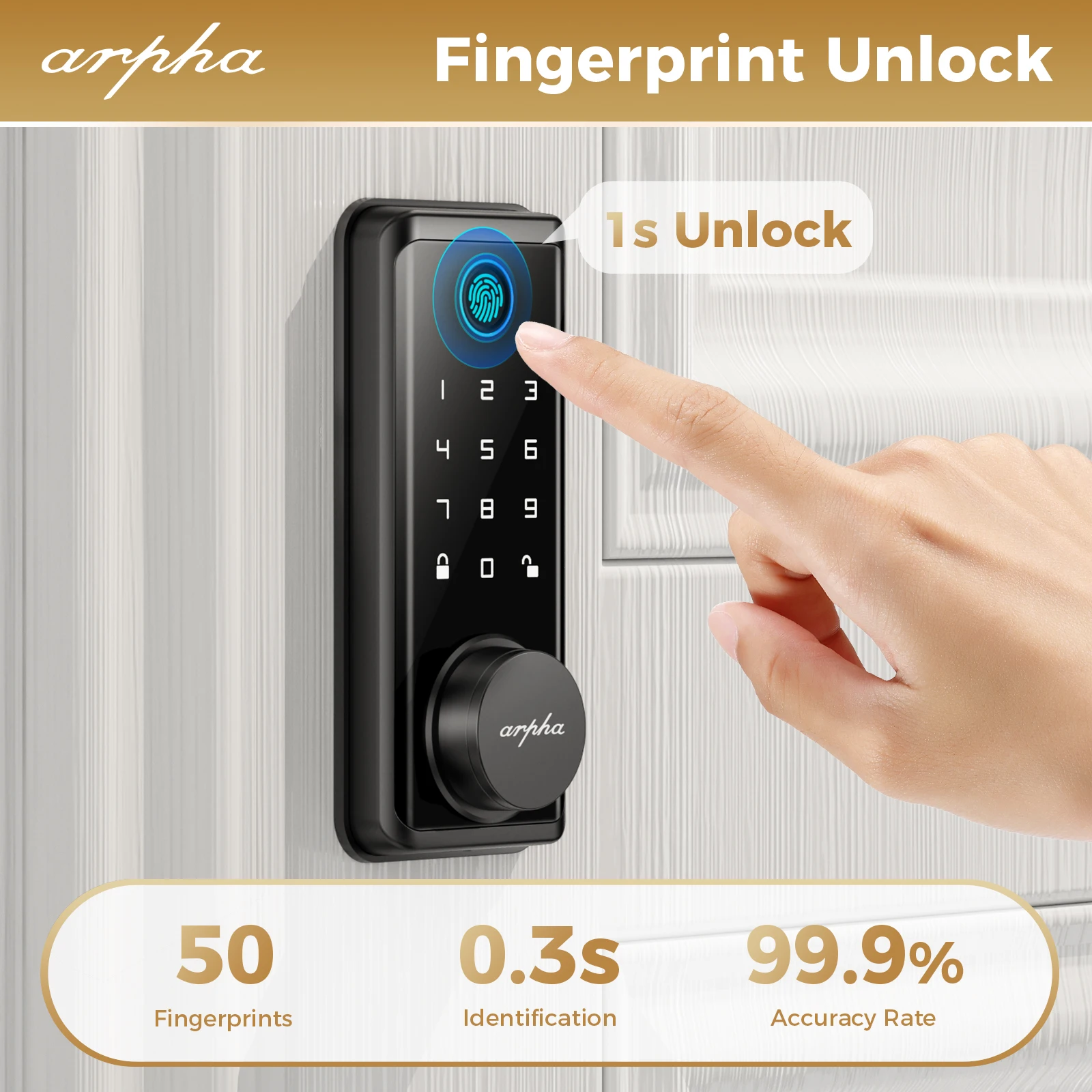 Smart Fingerprint Deadbolt Lock – Multiple Unlock Options with Touch ID and Easy Installation for Home Security - Image 3