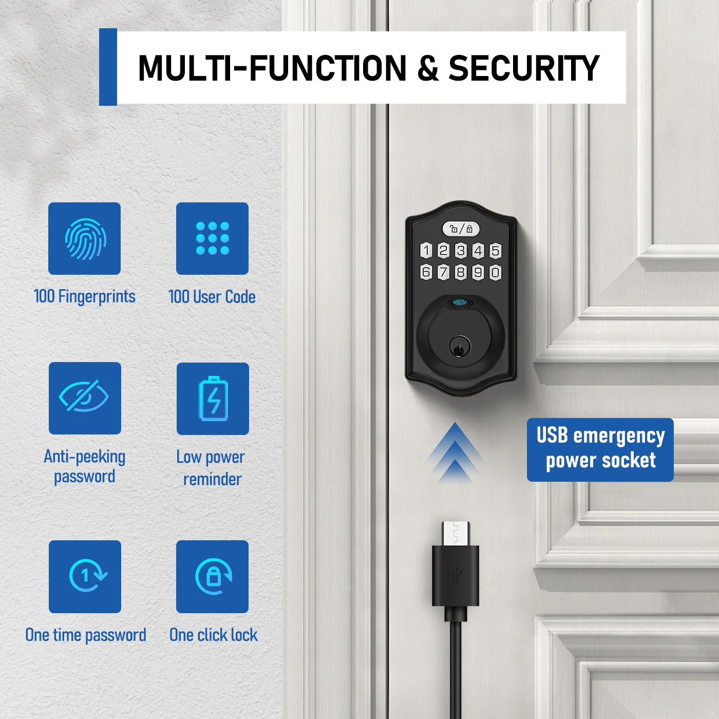 Electronic Fingerprint Deadbolt Lock – Keyless Entry Smart Door Lock with Keypad and Easy DIY Installation - Image 5