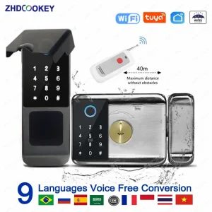 Outdoor Waterproof Smart Door Lock – Remote Control, IC Card & Digital Keypad Biometric Security System