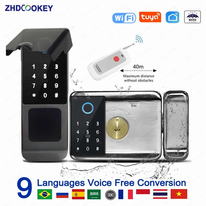 Outdoor Waterproof Smart Door Lock – Remote Control, IC Card & Digital Keypad Biometric Security System