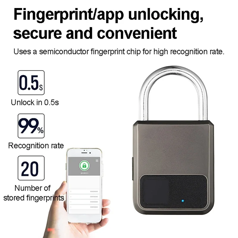 Smart USB Fingerprint Padlock – Waterproof Anti-Theft Security Lock for Lockers, Bags, Bikes, and Luggage - Image 2