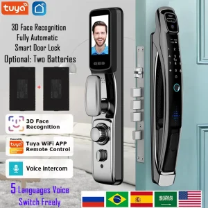 WiFi Face Recognition Smart Door Lock with Built-in Camera – Tuya App Voice Intercom and Auto Lock System