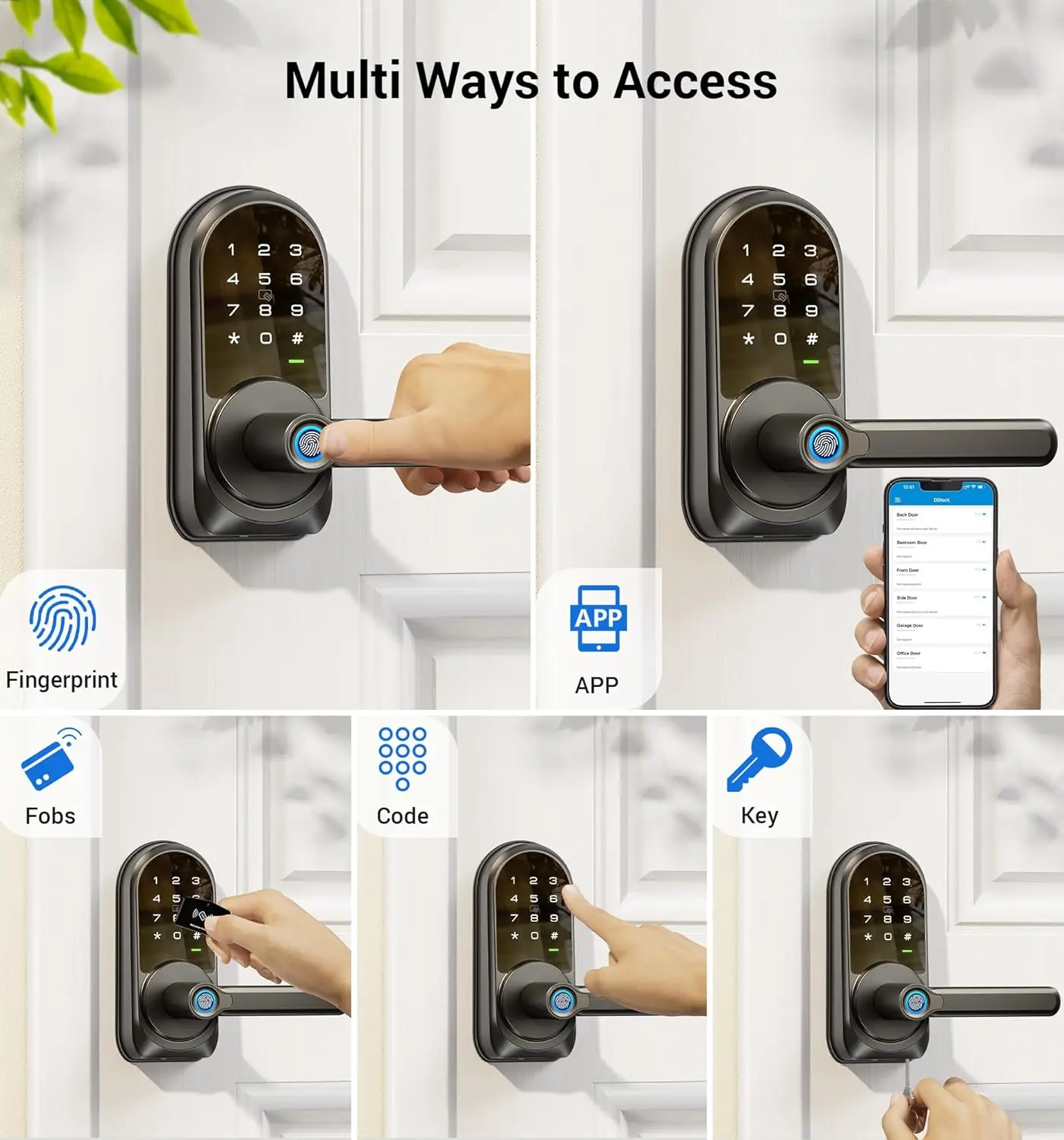 7-in-1 Keyless Entry Smart Door Lock with Handle Set – App Control Fingerprint Deadbolt Lock for Front Door - Image 6