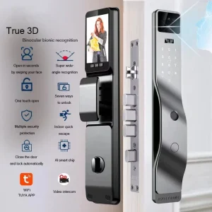 App-Controlled Smart Fingerprint Door Lock with Built-in Camera – Anti-Theft Password System for Home Security