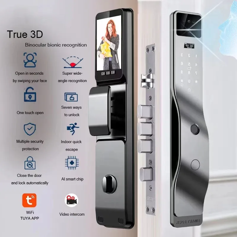 App-Controlled Smart Fingerprint Door Lock with Built-in Camera – Anti-Theft Password System for Home Security