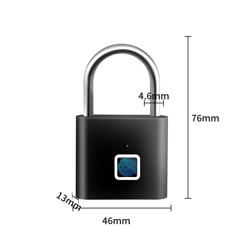 Portable Smart Fingerprint Padlock – USB Charging Waterproof Keyless Lock with 0.2s Unlock and Anti-Theft Design - Image 6