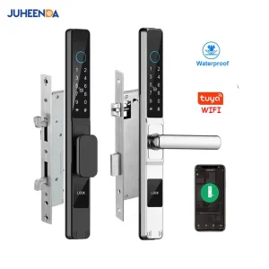 Smart Sliding Door Lock – Waterproof Tuya WiFi Fingerprint Password Lock with Electronic Mortise Hook Design