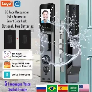 Automatic Smart Door Lock with Face & Fingerprint Recognition – Tuya App, Camera, and Voice Intercom Control