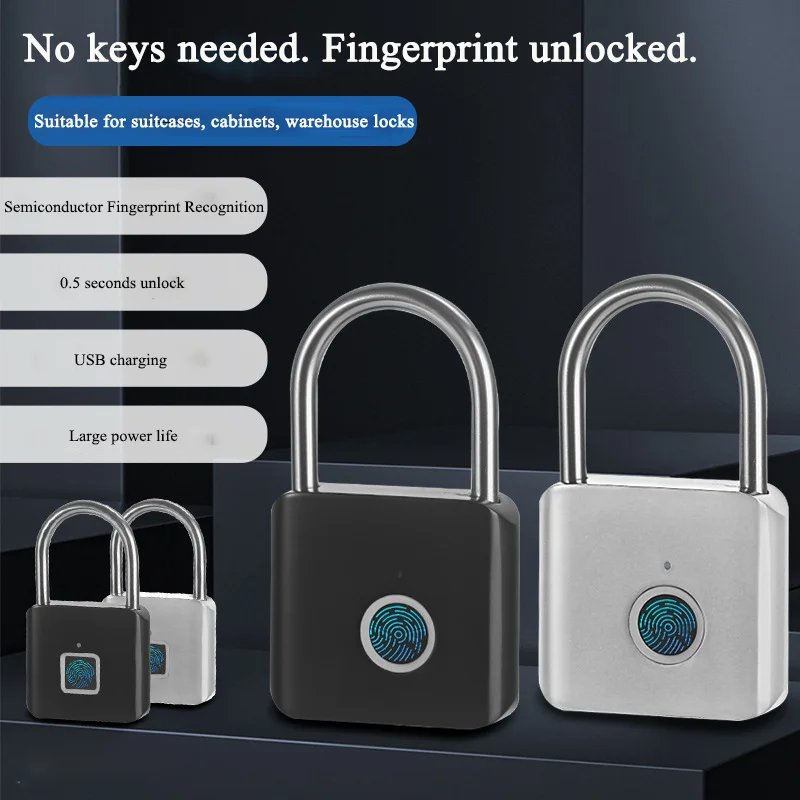 Portable Smart Fingerprint Padlock – USB Charging Waterproof Keyless Lock with 0.2s Unlock and Anti-Theft Design - Image 5