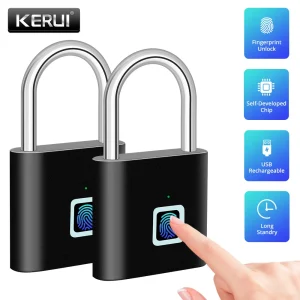 USB Rechargeable Fingerprint Padlock – Waterproof Smart Keyless Lock with 0.2s Unlock and Anti-Theft Protection