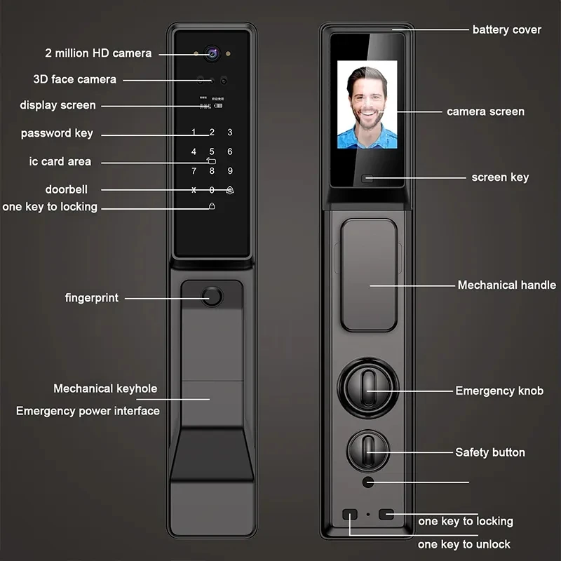 Automatic Smart Door Lock with Face & Fingerprint Recognition – Tuya App, Camera, and Voice Intercom Control - Image 6